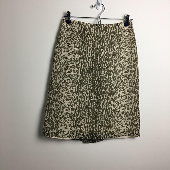 J.Crew Animal Print Skirt Green Beige Size 8 - Picture 6 of 13